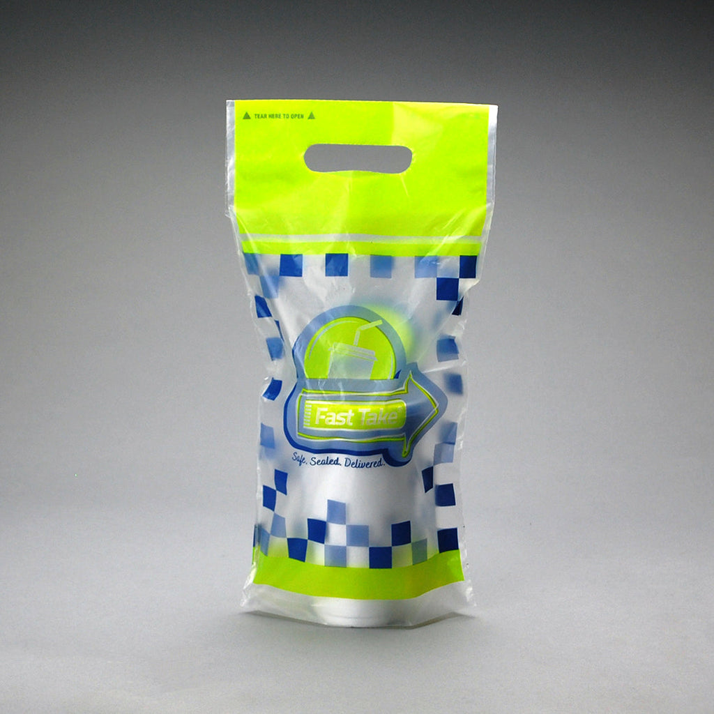 7" x 14 + 2-1/2 BG + 3-1/2 LP" White Tamper Evident 1 mil HDPE Printed Bags
