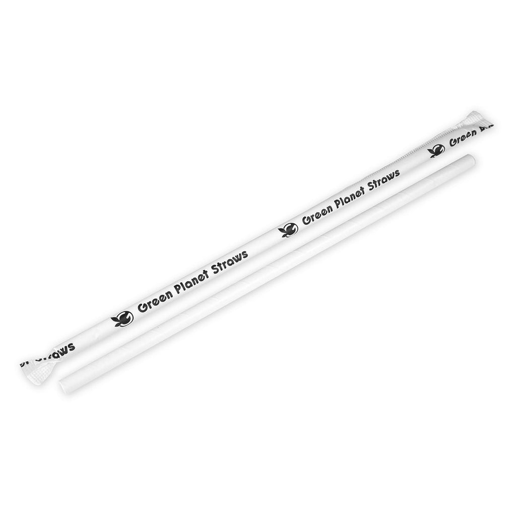 0.318" x 10-1/4" White Giant Wrapped Straws