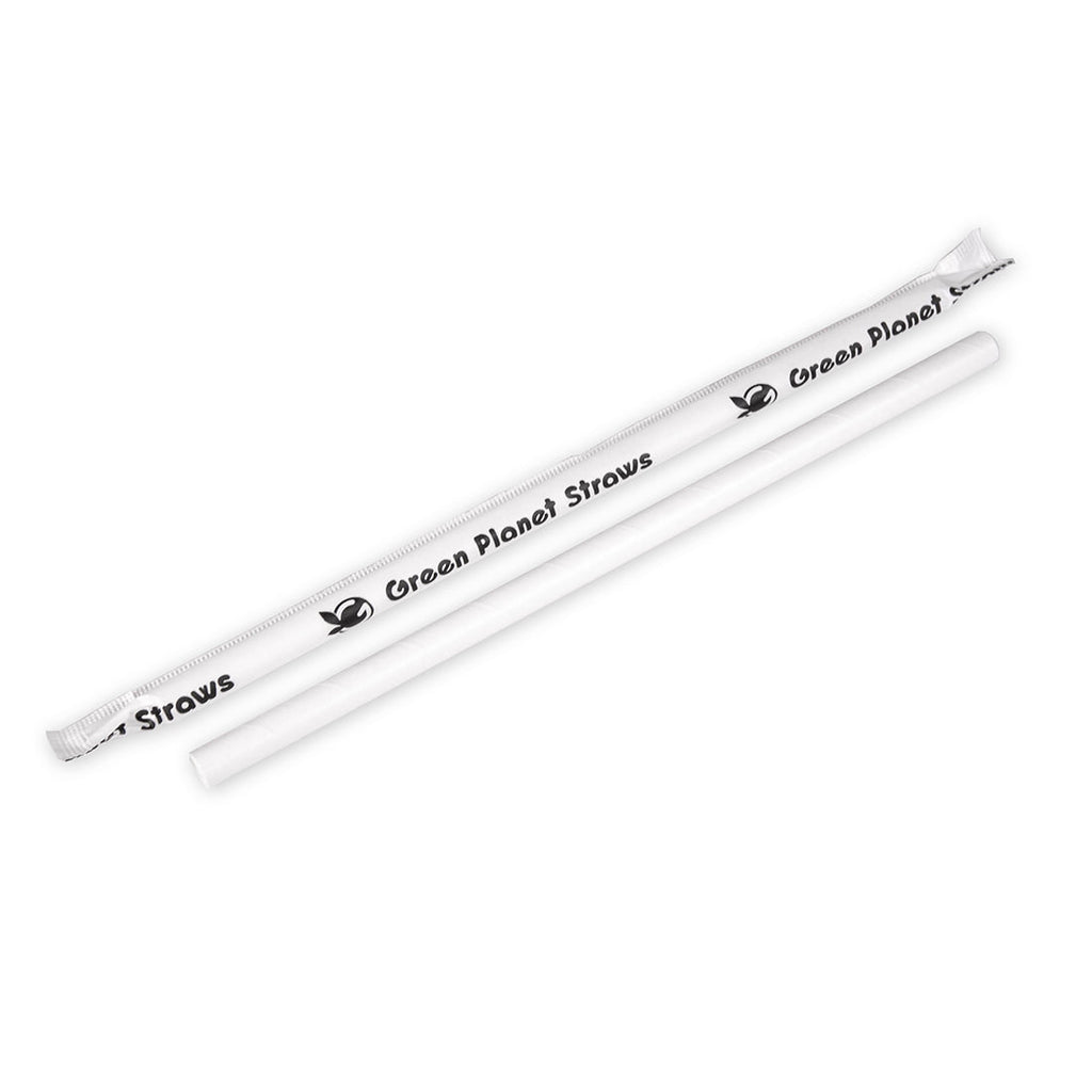 0.318" x 7-3/4" White Giant Wrapped Straws