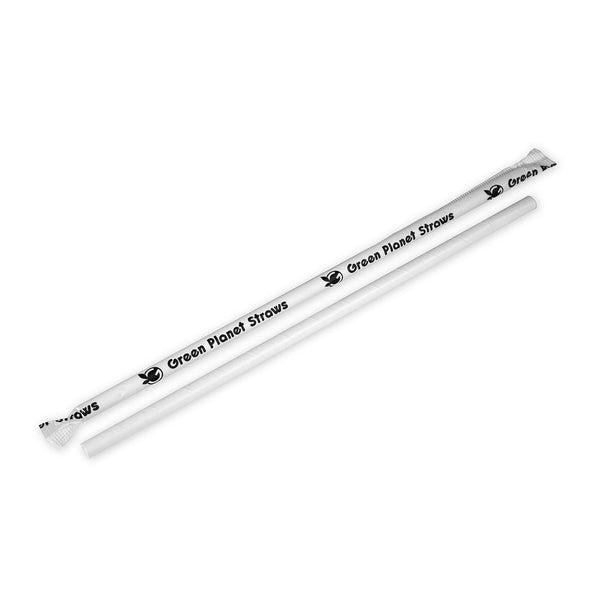 0.248" x 10-1/4" White Jumbo Wrapped Straws
