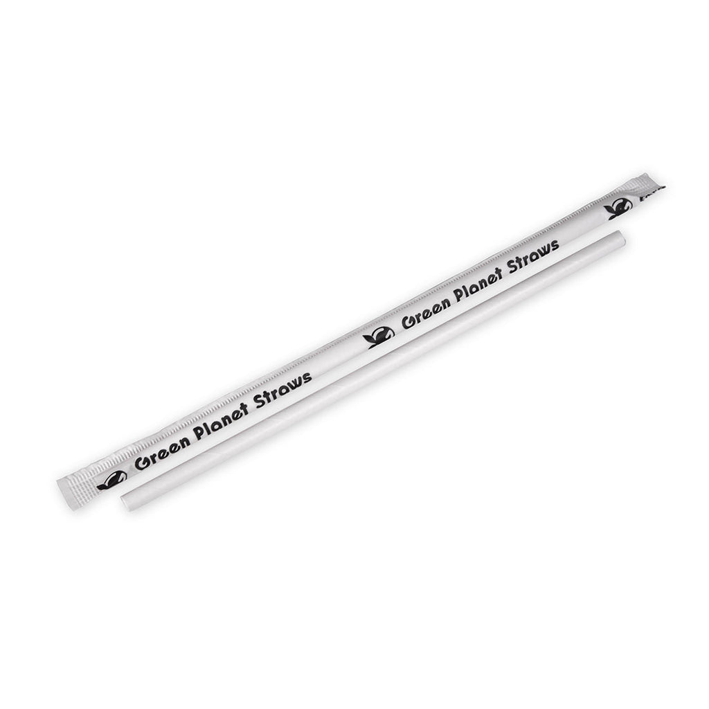 0.248" x 7-3/4" White Jumbo Wrapped Straws