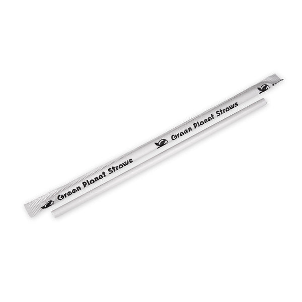 0.248" x 7-3/4" White Jumbo Wrapped Straws