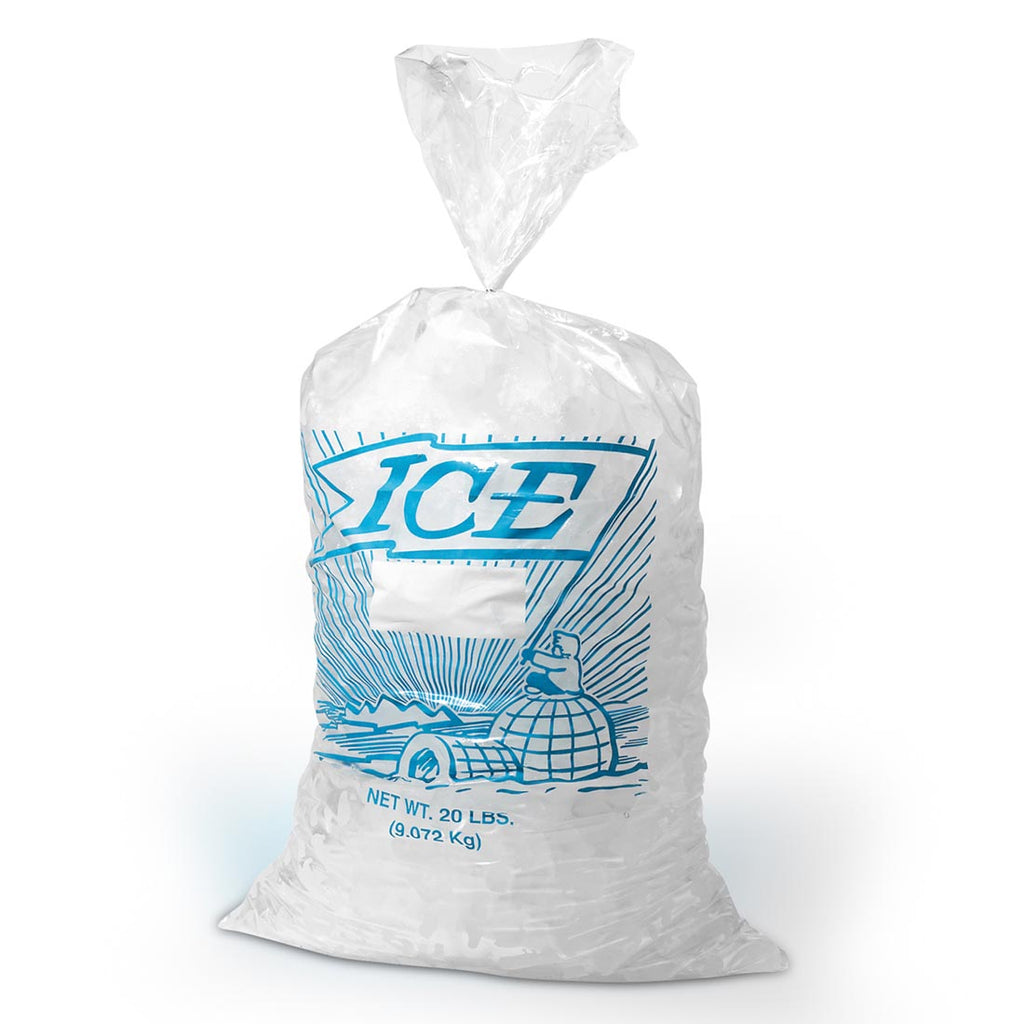 9" x 18" Clear Printed, 5 lb. 1.2 mil LDPE/MET Ice Bags