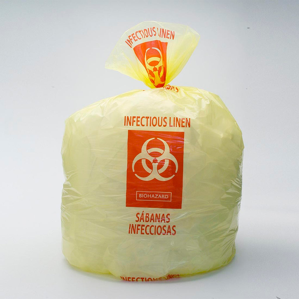 31" x 43" Yellow 14 micron HDPE Infectious Waste Liner Bags