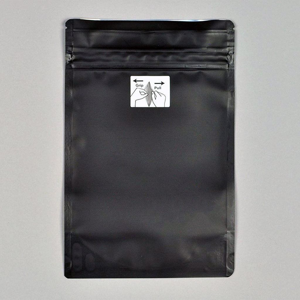 5" x 8.13 + 3 BG" Black 1/2th oz, Zipper 4.8 mil Child-Resistant Pouches