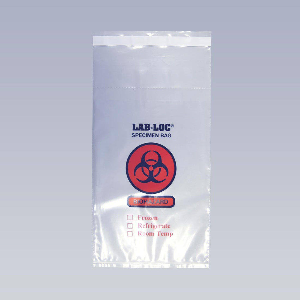 10" x 10" Clear Tamper Evident, Spanish Print, Zipper, 3 Wall 2 mil LDPE Specimen Transfer Bags