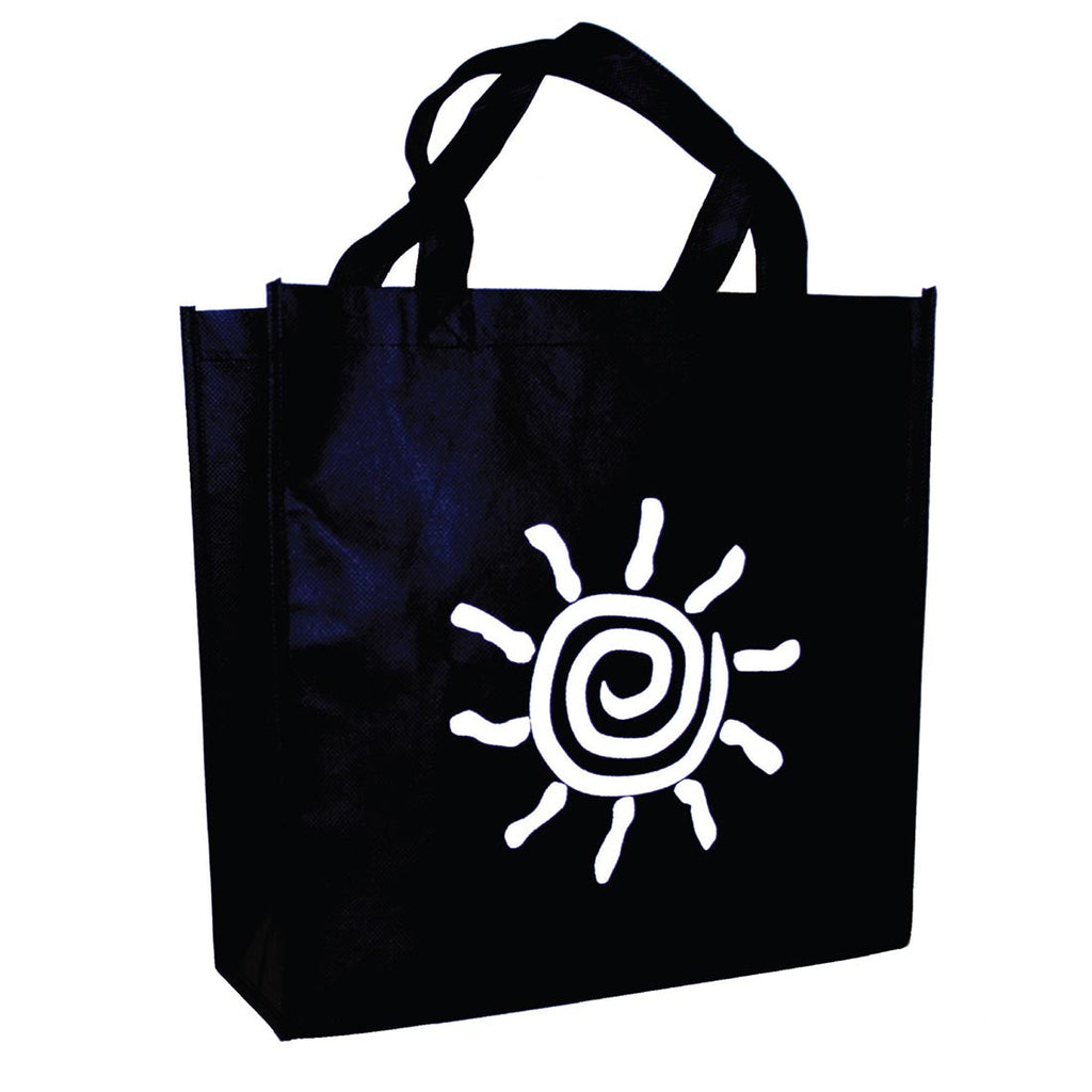 13" x 5" x 13 + 5 BG" Black 80 GSM NWPP Grocery Bags