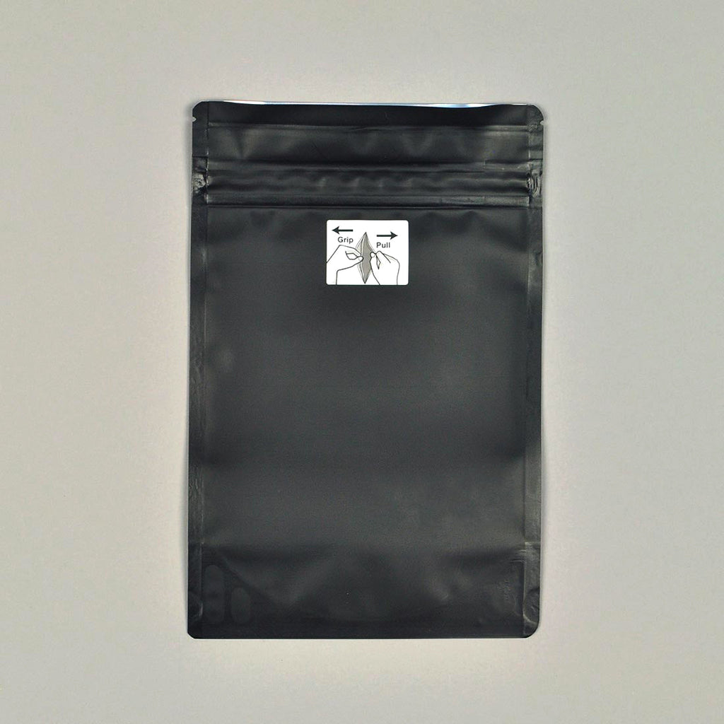 5.9" x 9 + 3-1/2 BG" Black 1 oz, Zipper 4.8 mil Child-Resistant Pouches