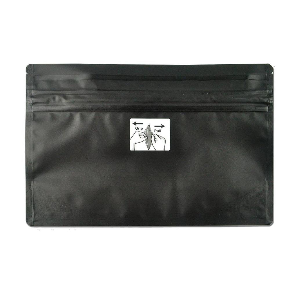 9" x 5.9 + 3-1/2 BG" Black 1 oz, Zipper 4.8 mil Child-Resistant Pouches