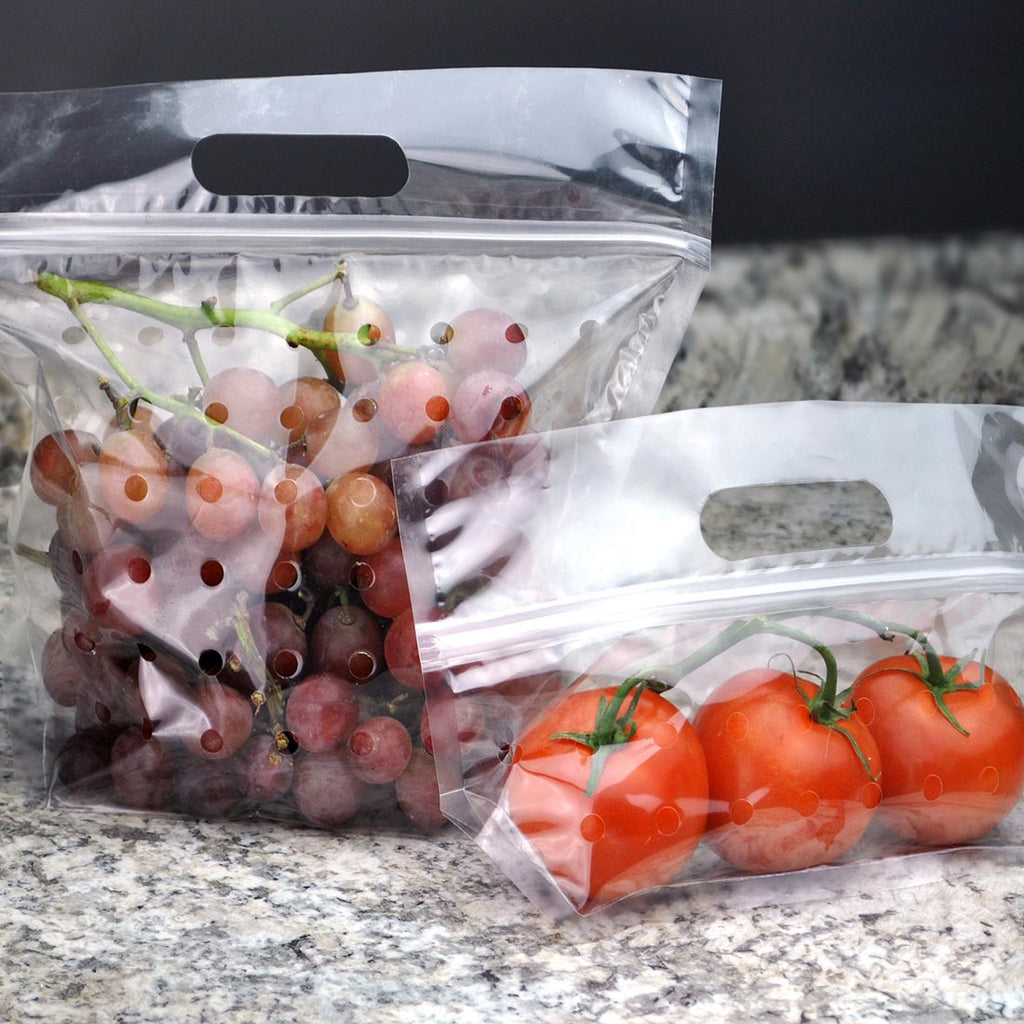 11" x 10 + 4 BG" Clear Zipper, Vented 2.5 mil Produce Bags