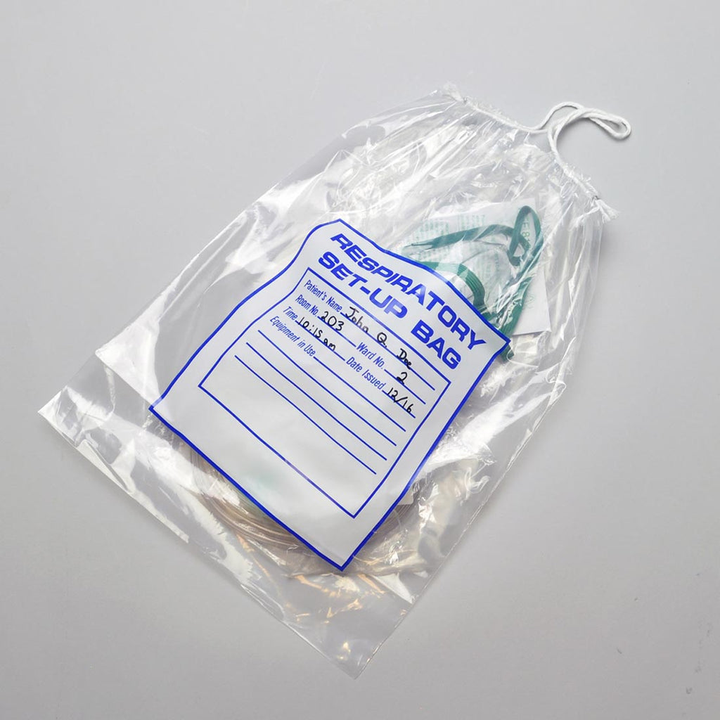 12" x 16" Clear Patient Identification, Drawstring 2 mil LDPE Respiratory Setup Bags