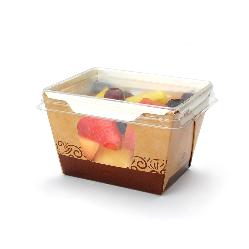 3-1/2" x 4-1/4" x 2.8" Kraft Small, with Clear Side Windows Food Containers