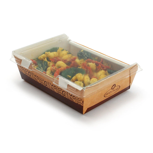 6.7" x 7-1/2" x 2" Kraft Large, with Clear Hinged Lid Food Containers