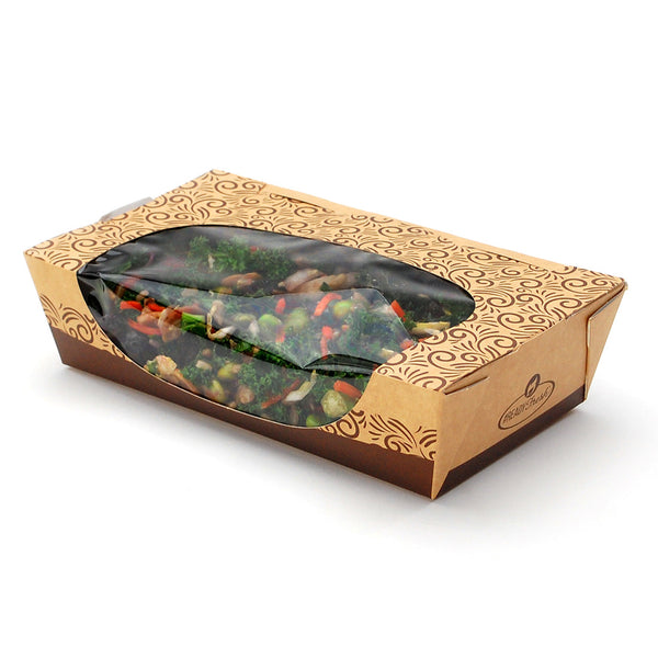 7" x 7.9" x 2" Kraft with Side Window Food Containers