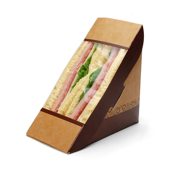 6.85" x 2.85" x 4.85" Kraft Compostable, Sandwich Pack with Window Food Containers