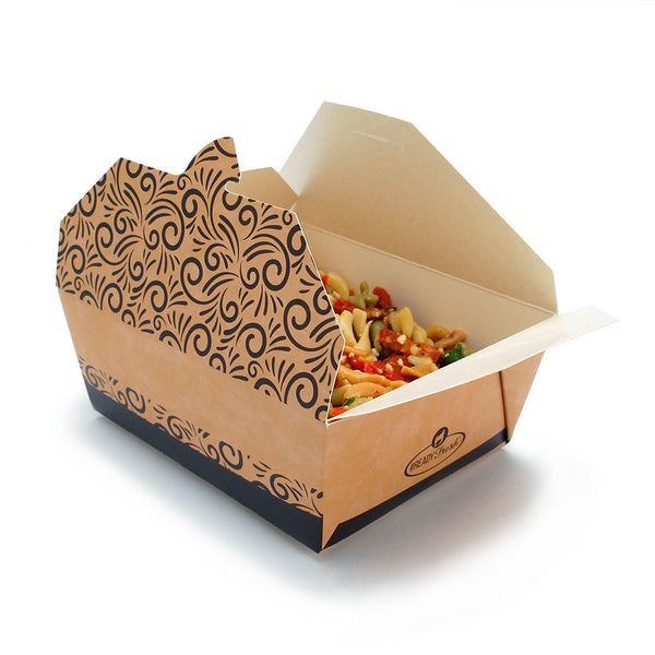 5.3" x 6.7" x 2.5" Kraft Compostable Food Containers