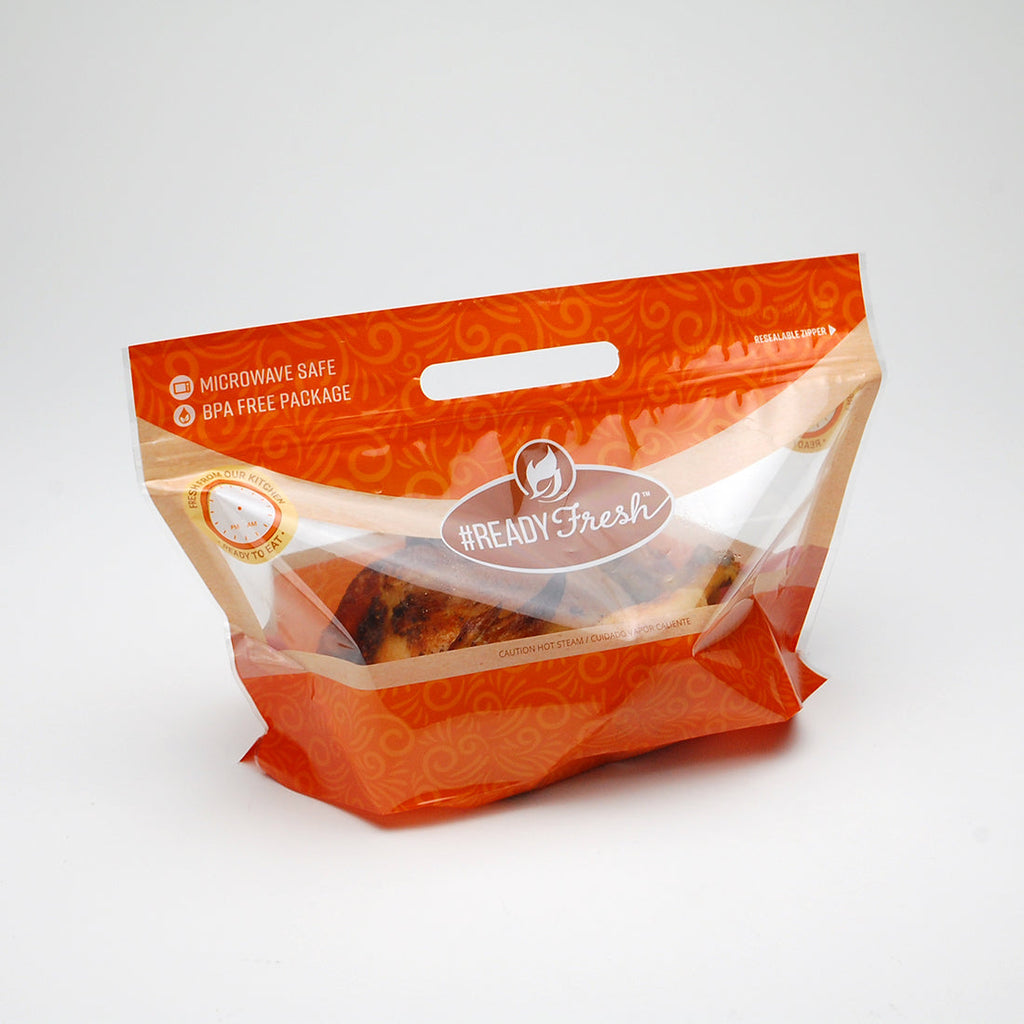 12-3/4" x 8 + 5-1/2 BG" Clear Medium Rotisserie Chicken, Zipper 2.6 mil Cast Polypropylene Food Pouches