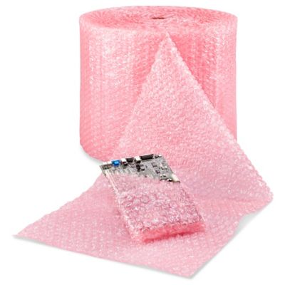 48" x 375' x 5/16" Pink Anti-Static, Non-Perforated Roll Bubble Wrap Packing Materials