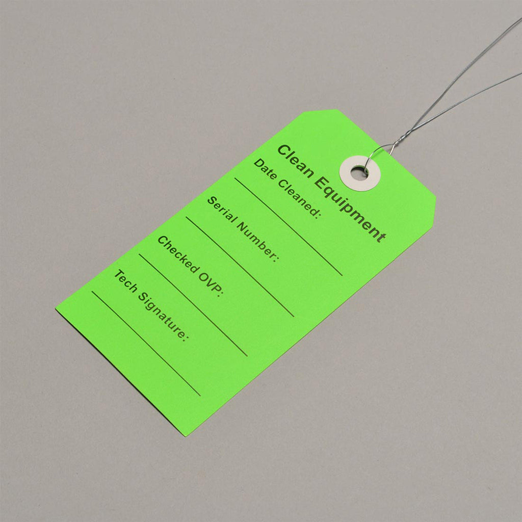 2-5/16" x 4-3/4" Green "Clean Equipment" Printed Tags