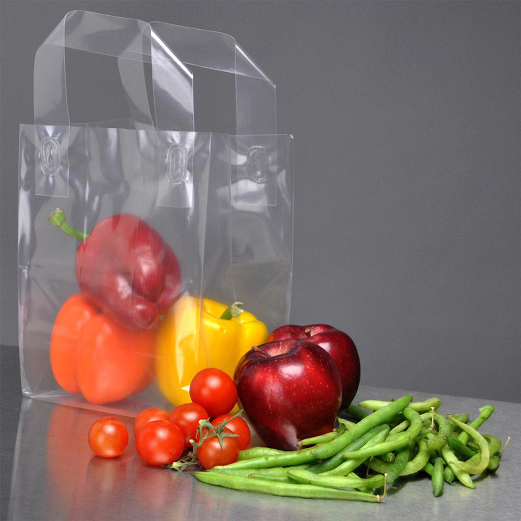 6-3/4" x 4-3/4" x 8-1/2 + 4-3/4 BG" Clear Fast Take® 3 mil PPE Carryout Bags