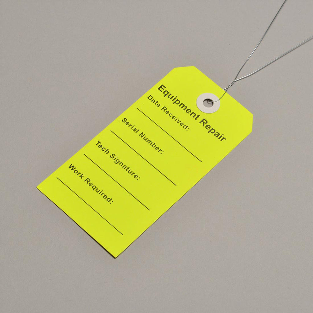 2-5/16" x 4-3/4" Lemon "Repair Equipment" Printed Tags