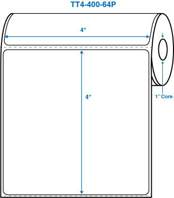 4" x 4" White 1 in. core, with perforation Perm. adhesive Thermal Transfer Labels