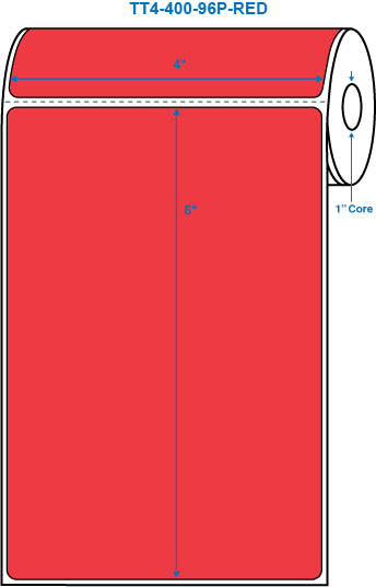 4" x 6" Red 1 in. core, with perforation Perm. adhesive Thermal Transfer Labels