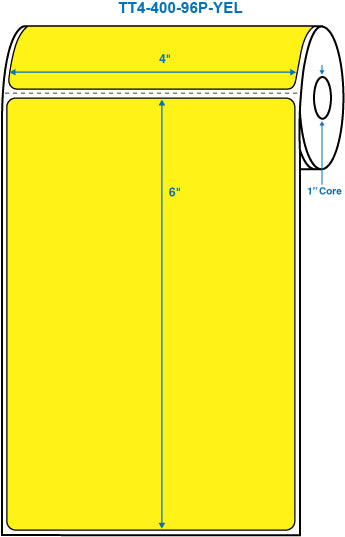 4" x 6" Yellow 1 in. core, with perforation Perm. adhesive Thermal Transfer Labels
