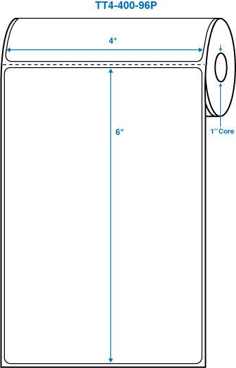 4" x 6" White 1 in. core, with perforation Perm. adhesive Thermal Transfer Labels