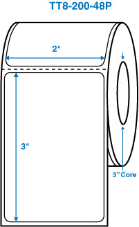 2" x 3" White 3 in. core, with perforation Perm. adhesive Thermal Transfer Labels