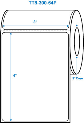 3" x 4" White 3 in. core, with perforation Perm. adhesive Thermal Transfer Labels