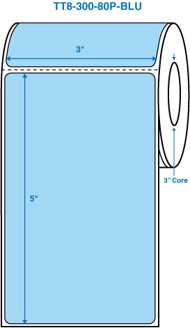 3" x 5" Blue 3 in. core, with perforation Perm. adhesive Thermal Transfer Labels
