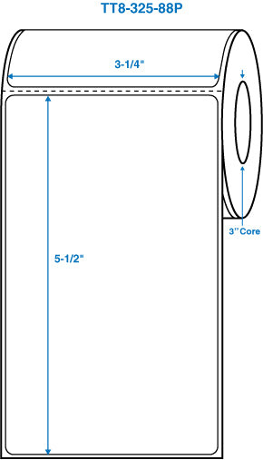 3-1/4" x 5-1/2" White 3 in. core, with perforation Perm. adhesive Thermal Transfer Labels
