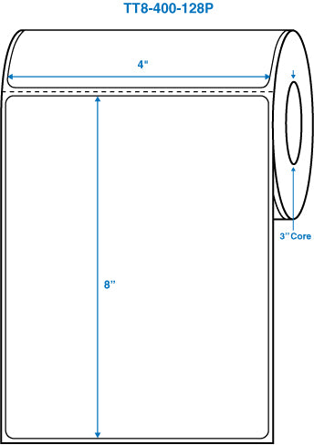 4" x 8" White 3 in. core, with perforation Perm. adhesive Thermal Transfer Labels