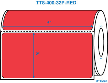 4" x 2" Red 3 in. core, with perforation Perm. adhesive Thermal Transfer Labels