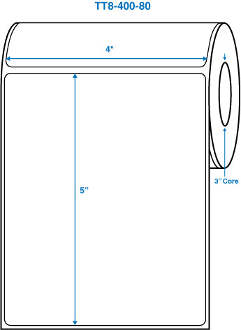 4" x 5" White 3 in. core, no perforation Perm. adhesive Thermal Transfer Labels