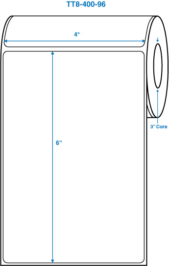 4" x 6" White 3 in. core, no perforation Perm. adhesive Thermal Transfer Labels