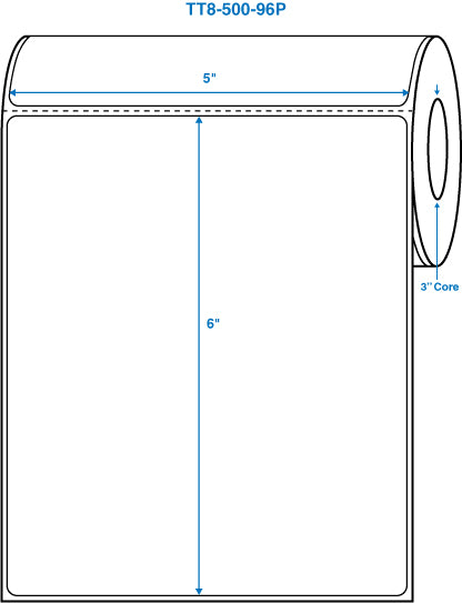 5" x 6" White 3 in. core, with perforation Perm. adhesive Thermal Transfer Labels