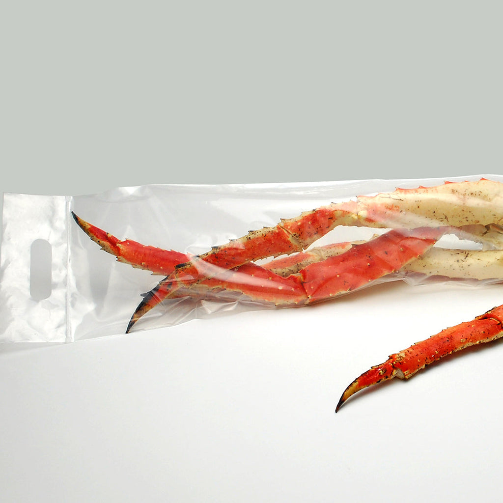 7" x 25" Clear Zipper, Crab Leg, with Die Cut Handle 3.5 mil LDPE Food Bags