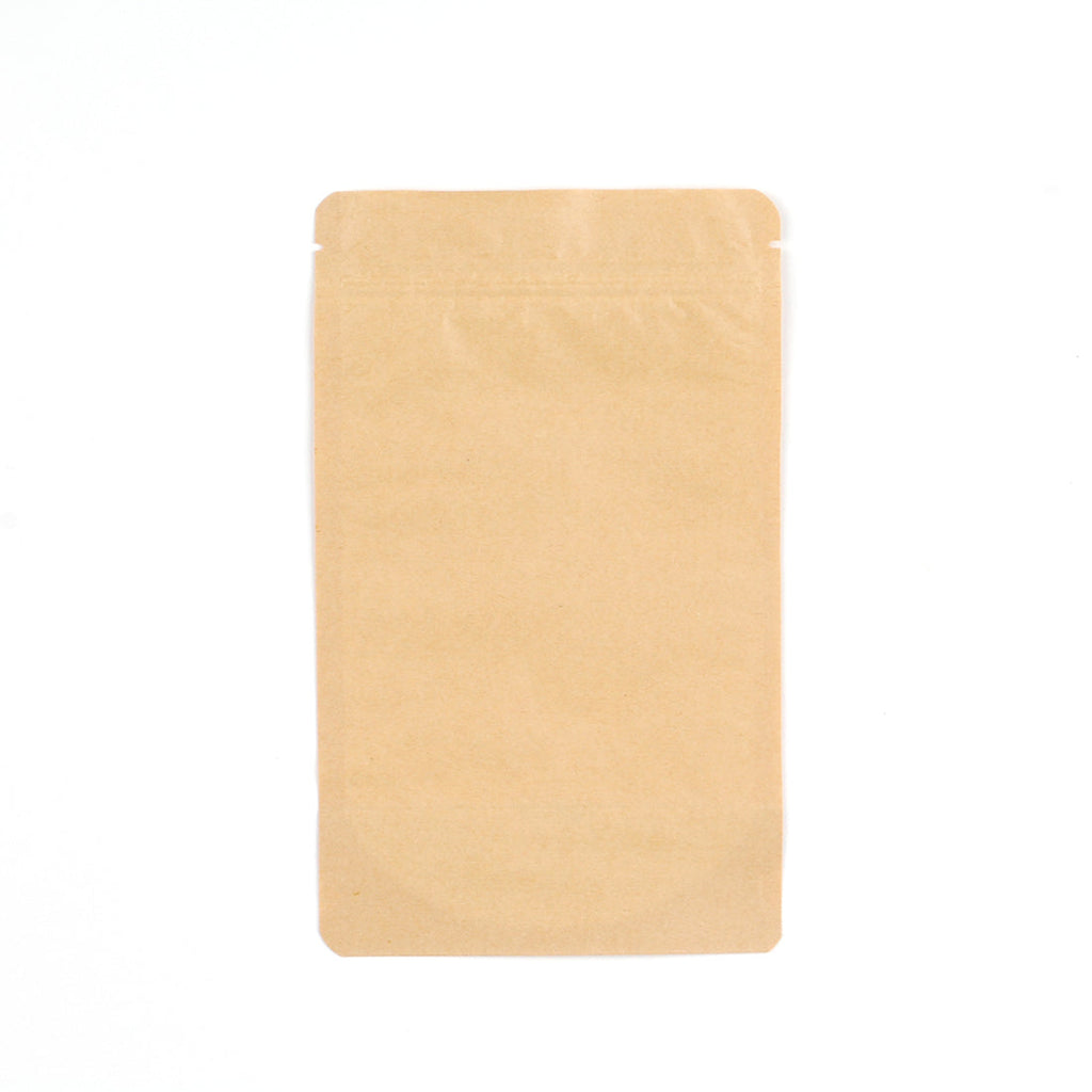 7-1/4" x 11-1/4 + 3 BG" Brown Compostable, Zipper, Stand-Up, 16 oz 4 mil HDPE Food Pouches