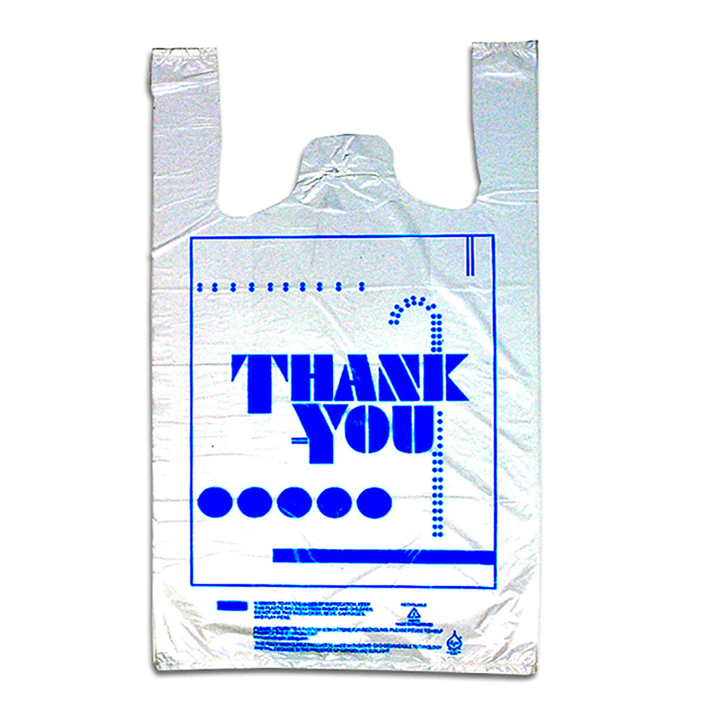 10" x 6" x 20" White "Thank You", 0.48 mil HDPE Printed Bags