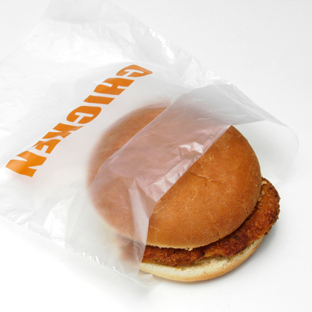 6-1/2" x 7 + 1-3/4 FB" Clear Flip Top, Saddle Pack, Printed 0.5 mil HDPE Chicken Bags