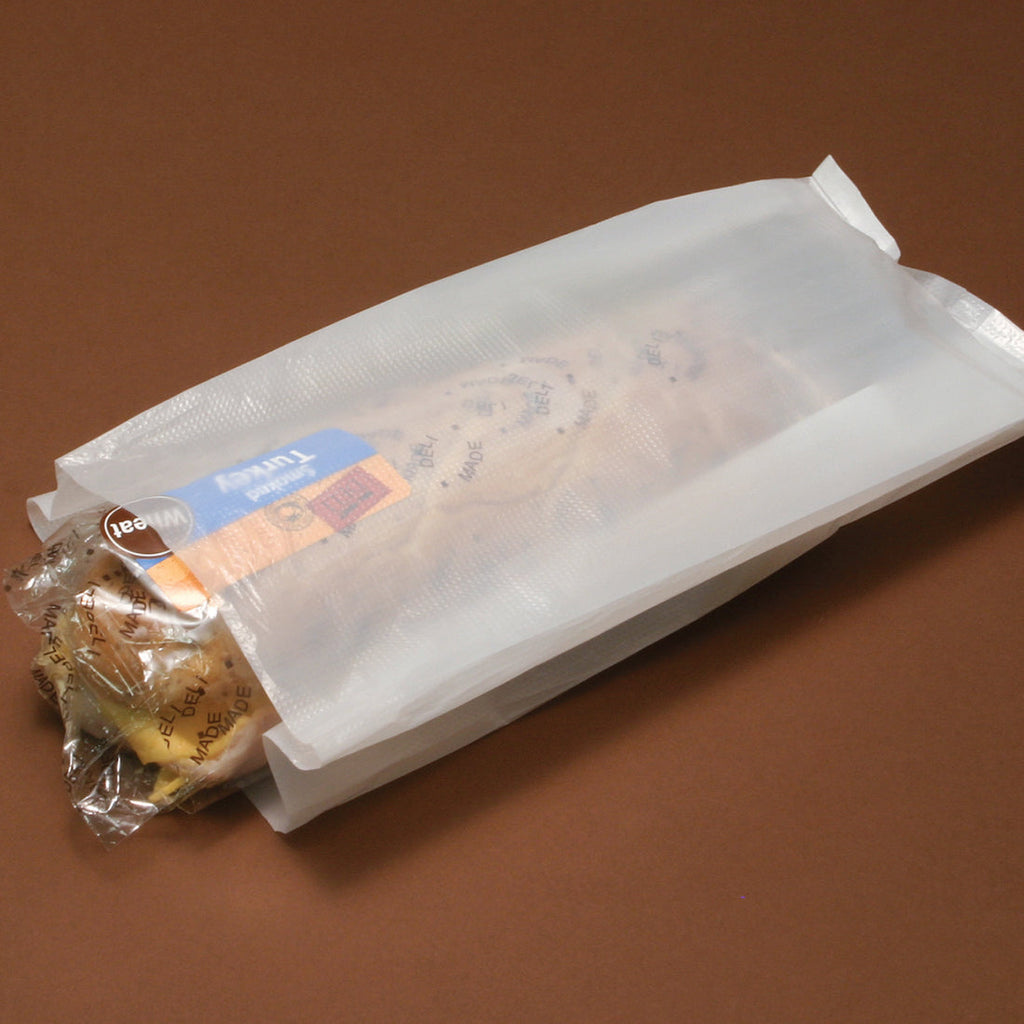 6" x 3-1/2" x 14" White 0.5 mil HDPE Grocery Bags