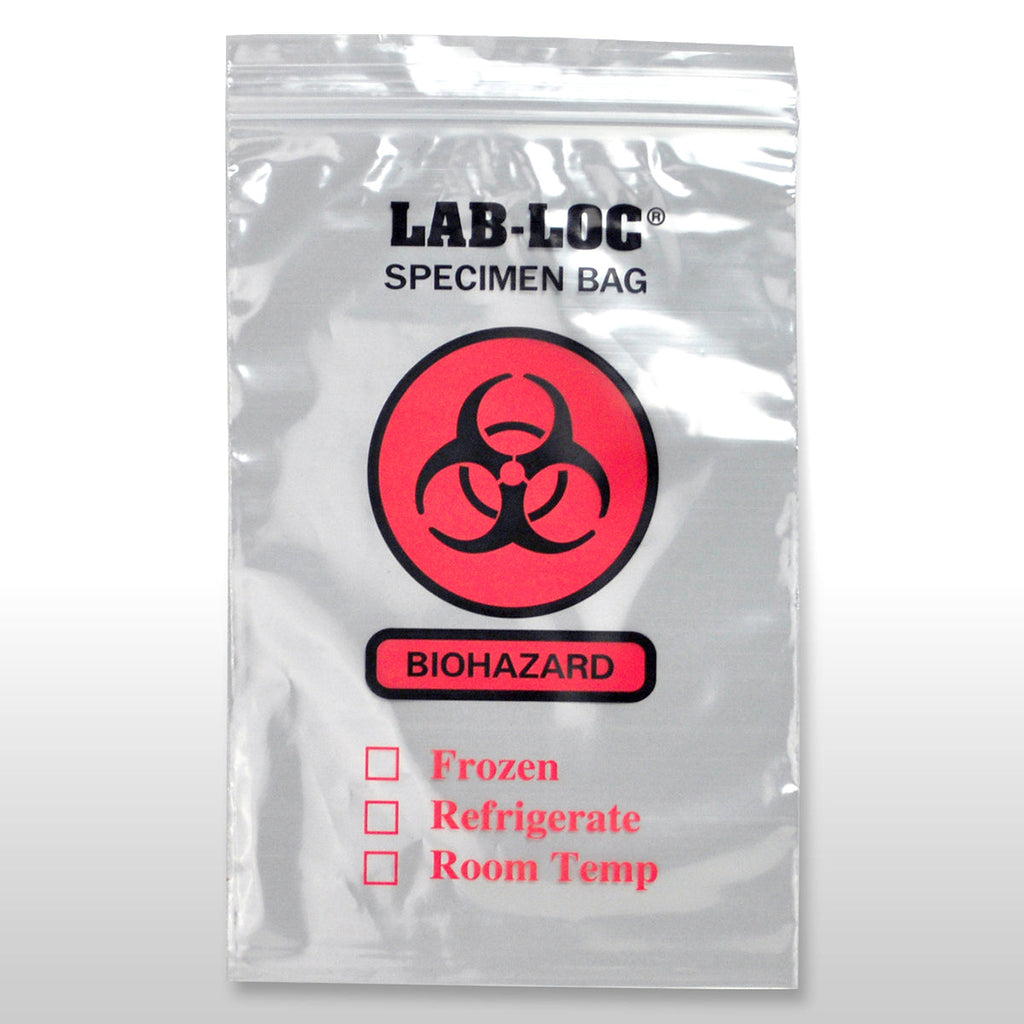 6" x 9" Clear Spanish Print, Zipper, 2-Wall, Biohazard 2 mil LDPE Specimen Transfer Bags