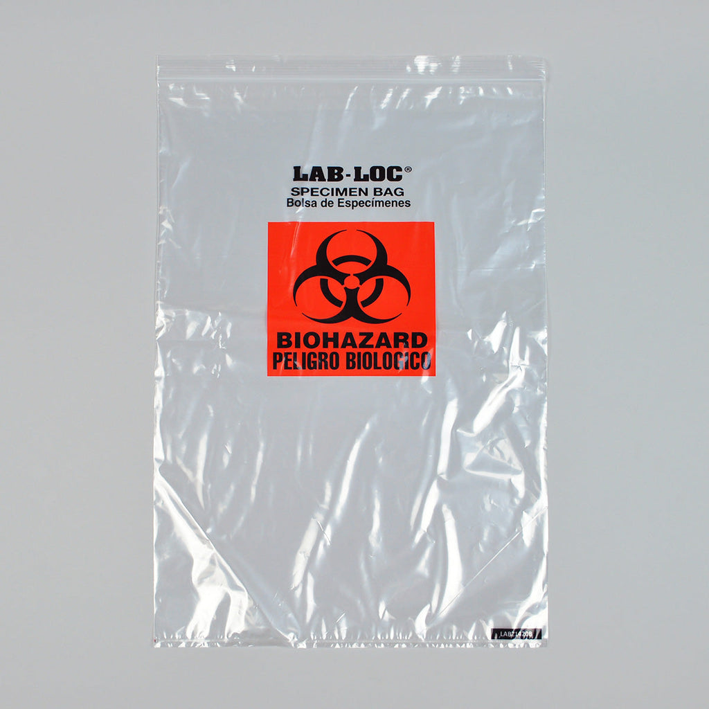 14" x 20" Clear Spanish Print, Zipper, Lab-Loc® 2 mil Specimen Bags