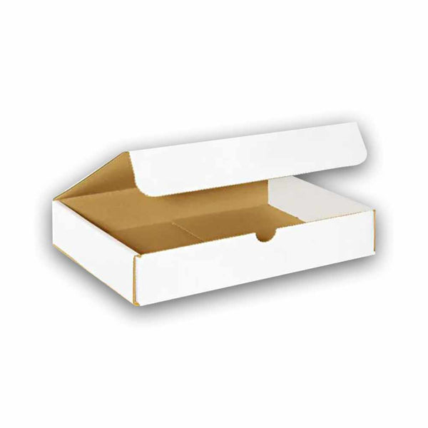 12-1/4" x 9-1/4" x 2" White Exterior / Kraft Interior Single Wall 32 ECT Corrugated RETT Boxes