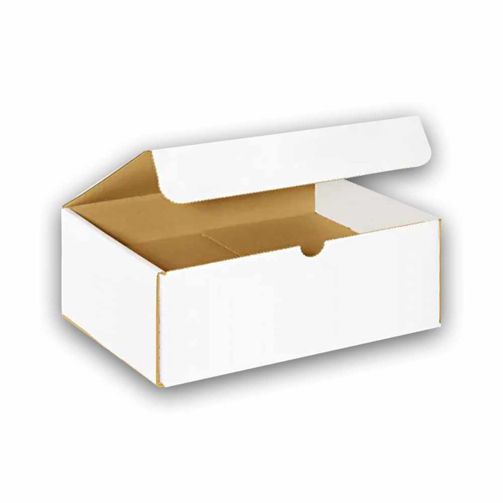 12-1/4" x 9-1/4" x 4" White Exterior / Kraft Interior Single Wall 32 ECT Corrugated RETT Boxes