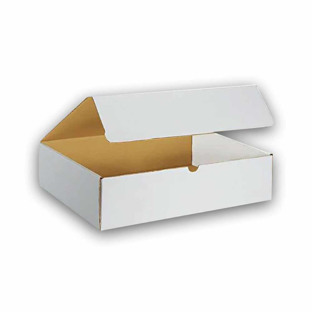15-1/8" x 11-1/4" x 3" White Exterior / Kraft Interior Single Wall 32 ECT Corrugated RETT Boxes