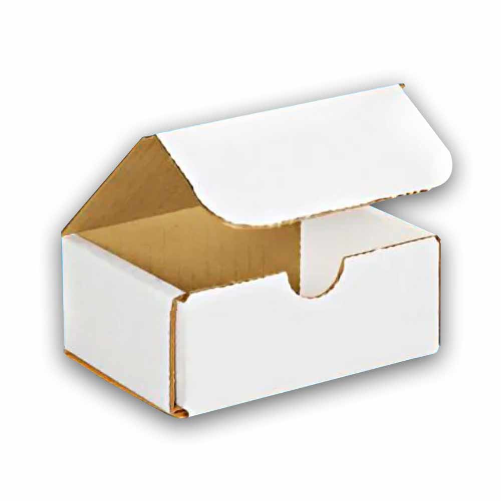 6" x 2-1/2" x 1-3/4" White Exterior / Kraft Interior Single Wall 32 ECT Corrugated OEM Mailers