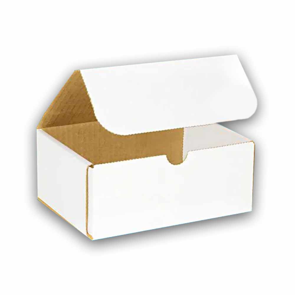 7-1/2" x 5-1/2" x 3" White Exterior / Kraft Interior Single Wall 32 ECT Corrugated RETT Boxes